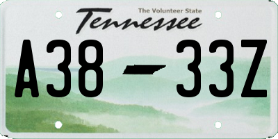 TN license plate A3833Z