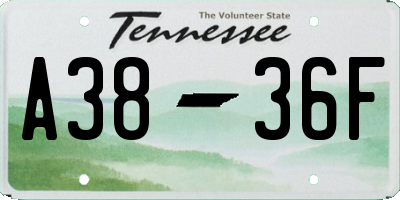 TN license plate A3836F