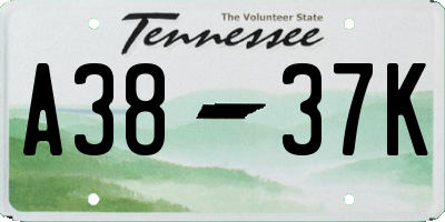 TN license plate A3837K