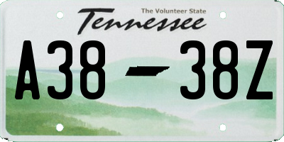 TN license plate A3838Z