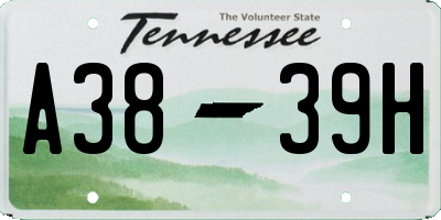 TN license plate A3839H