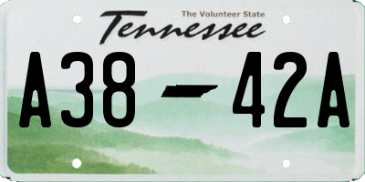TN license plate A3842A