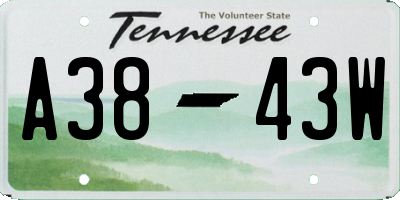 TN license plate A3843W