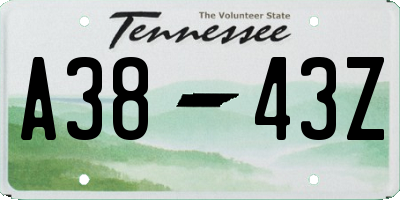 TN license plate A3843Z
