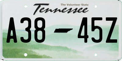 TN license plate A3845Z