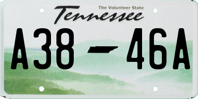 TN license plate A3846A