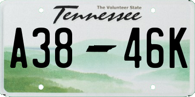 TN license plate A3846K