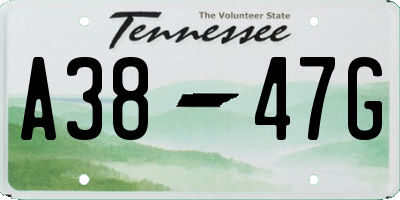 TN license plate A3847G