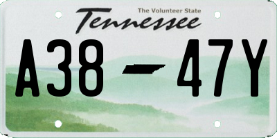 TN license plate A3847Y