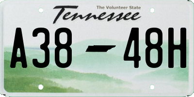 TN license plate A3848H