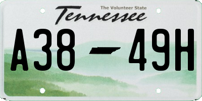 TN license plate A3849H