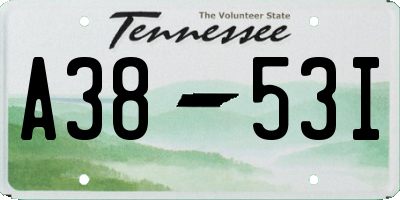 TN license plate A3853I