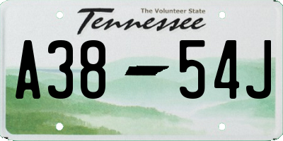 TN license plate A3854J