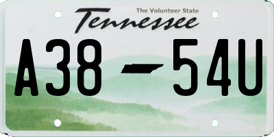 TN license plate A3854U