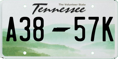 TN license plate A3857K