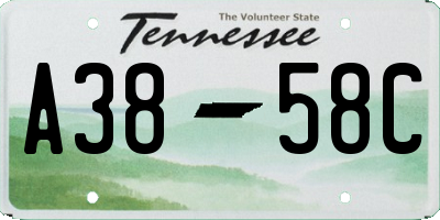 TN license plate A3858C
