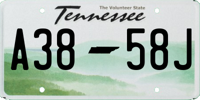 TN license plate A3858J