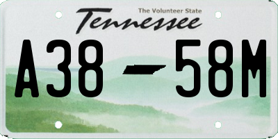 TN license plate A3858M