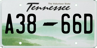 TN license plate A3866D