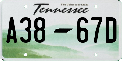TN license plate A3867D