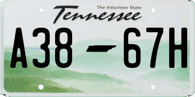 TN license plate A3867H