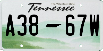 TN license plate A3867W