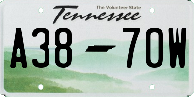 TN license plate A3870W