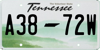 TN license plate A3872W