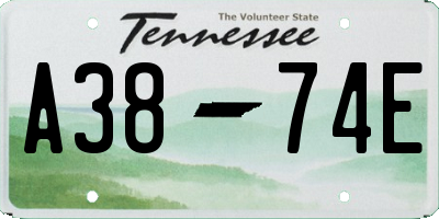 TN license plate A3874E