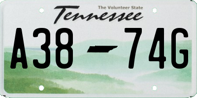 TN license plate A3874G