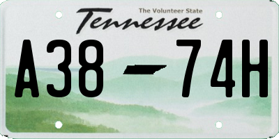 TN license plate A3874H