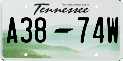 TN license plate A3874W
