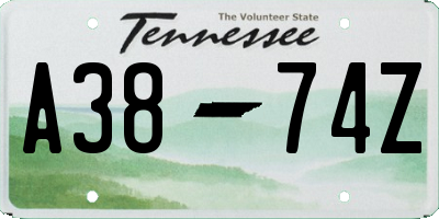 TN license plate A3874Z