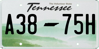 TN license plate A3875H