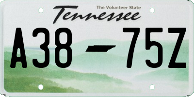 TN license plate A3875Z