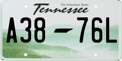 TN license plate A3876L