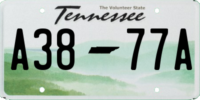 TN license plate A3877A