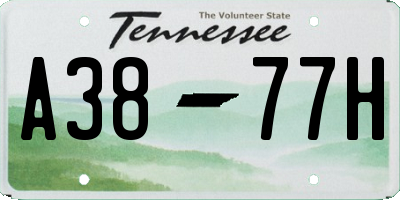TN license plate A3877H