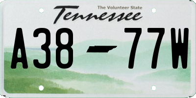 TN license plate A3877W