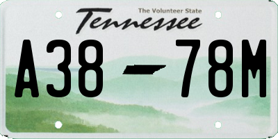 TN license plate A3878M