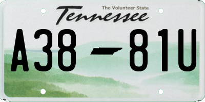 TN license plate A3881U