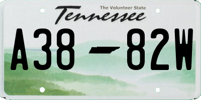 TN license plate A3882W