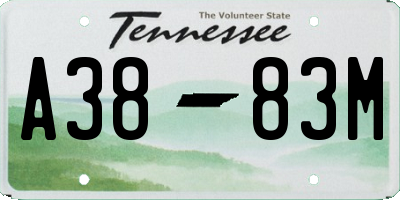 TN license plate A3883M