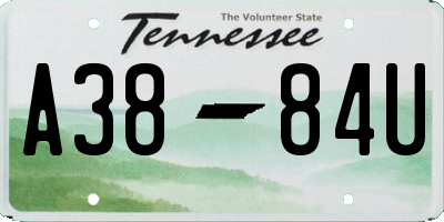 TN license plate A3884U