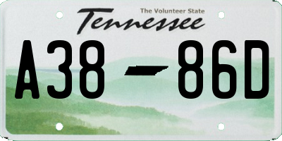 TN license plate A3886D