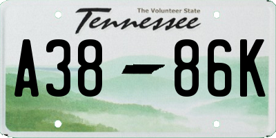 TN license plate A3886K