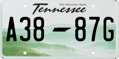 TN license plate A3887G