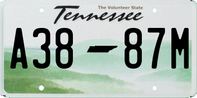 TN license plate A3887M