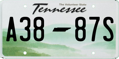 TN license plate A3887S