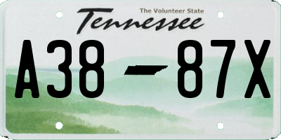 TN license plate A3887X